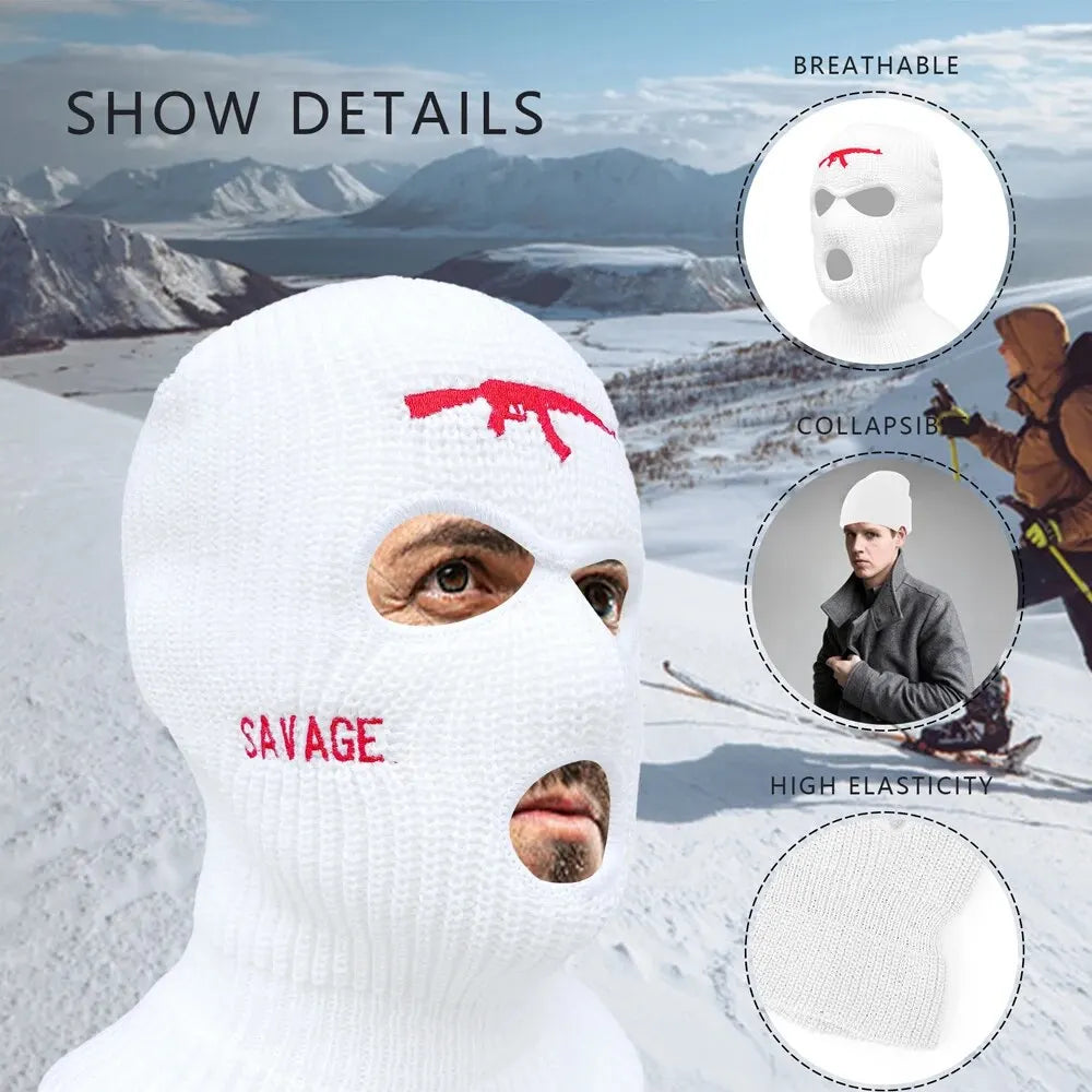 3 Hole Balaclava Full Face Cover Ski Balaclava Winter Outdoor Sport Knitted Face Cover for Outdoor Sports